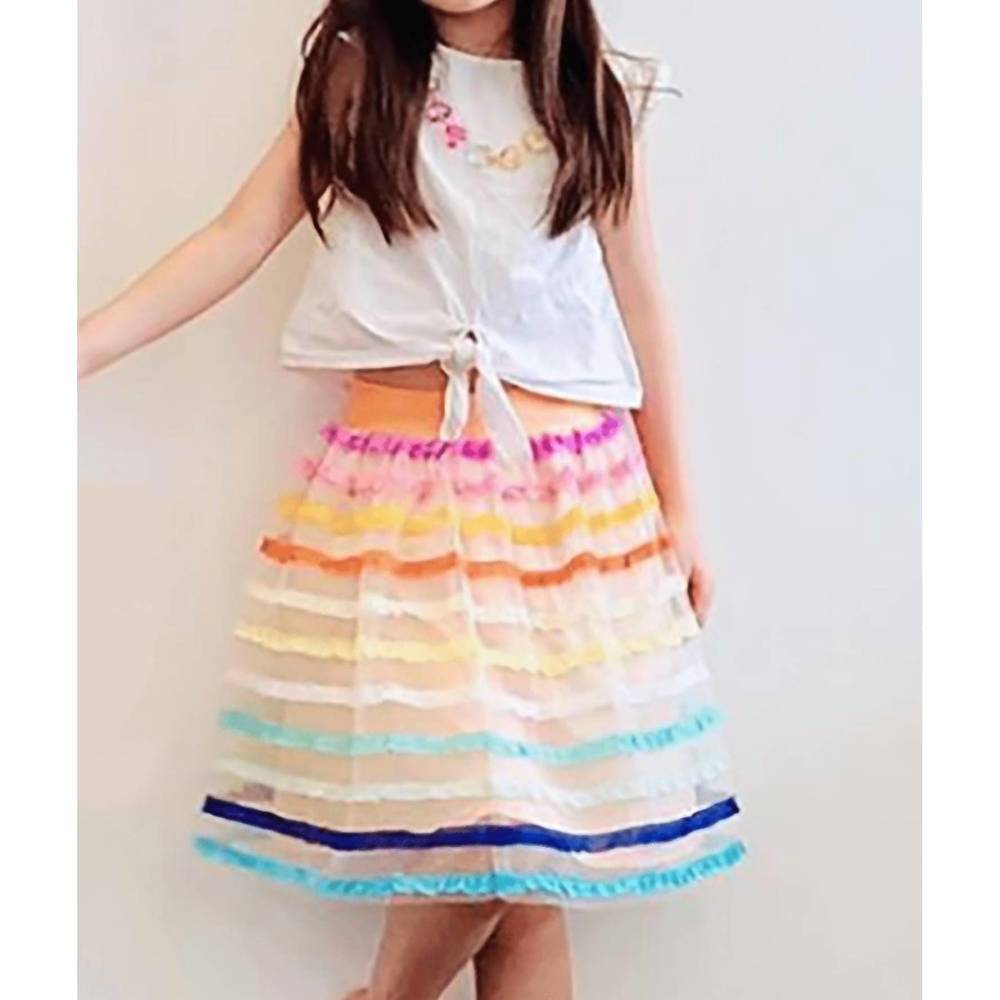 NEW EVA FRANCO girl's aluna skirt in rum sunset
